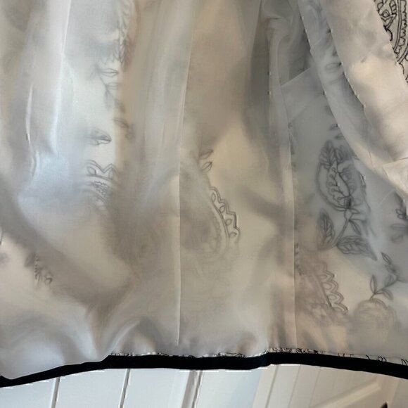 VINTAGE 90s Carole Little 100% Cotton Blazer Suit Jacket White Black Floral S - Picture 5 of 10